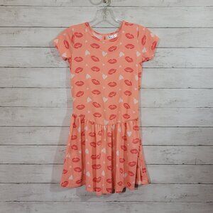 Girls Dot Dot Smile Dress Hearts Love Kisses Colorful Drop Waist Size 8/10